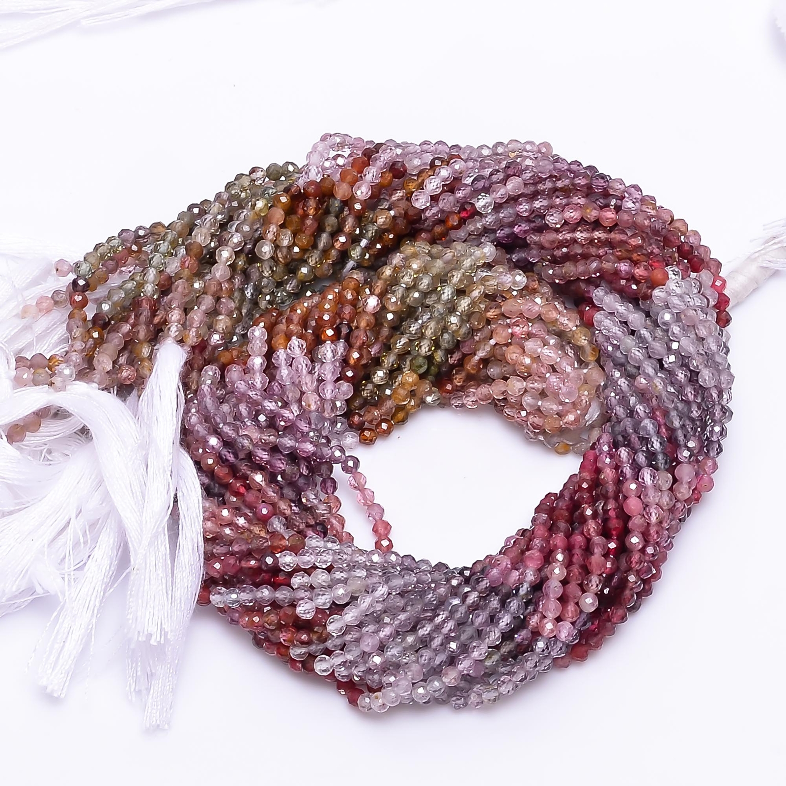 Natural Multi Spinel Gemstone Round Israel Cut Beads 2.5 mm Strand 13″ GB-93