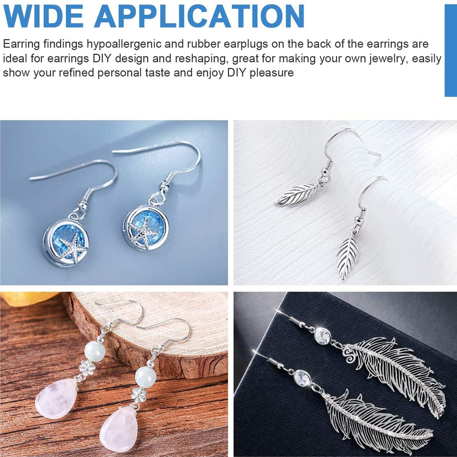 100 PCS / 50 Pairs 925 Sterling Silver Earring Hooks, Hook Ear Wires with 100