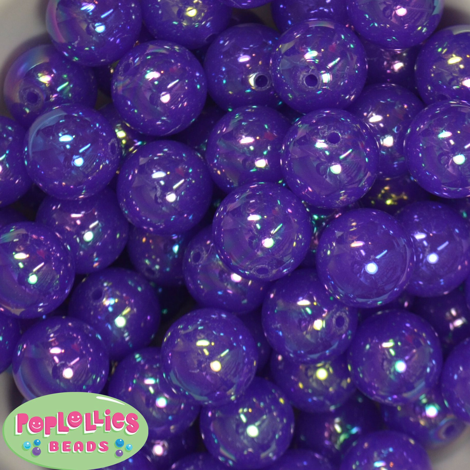 20mm Purple AB Finish Acrylic Bubble Bubblegum Beads Lot 20 pc Chunky