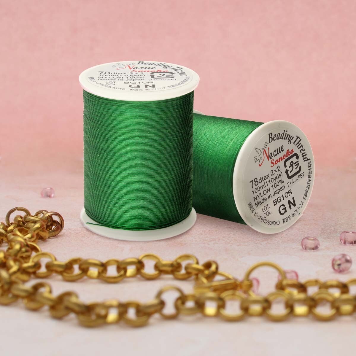 Beading Thread 78dTex Nozue Sonoko 100 m Spool 0.15 mm (0.006 “) Green GN