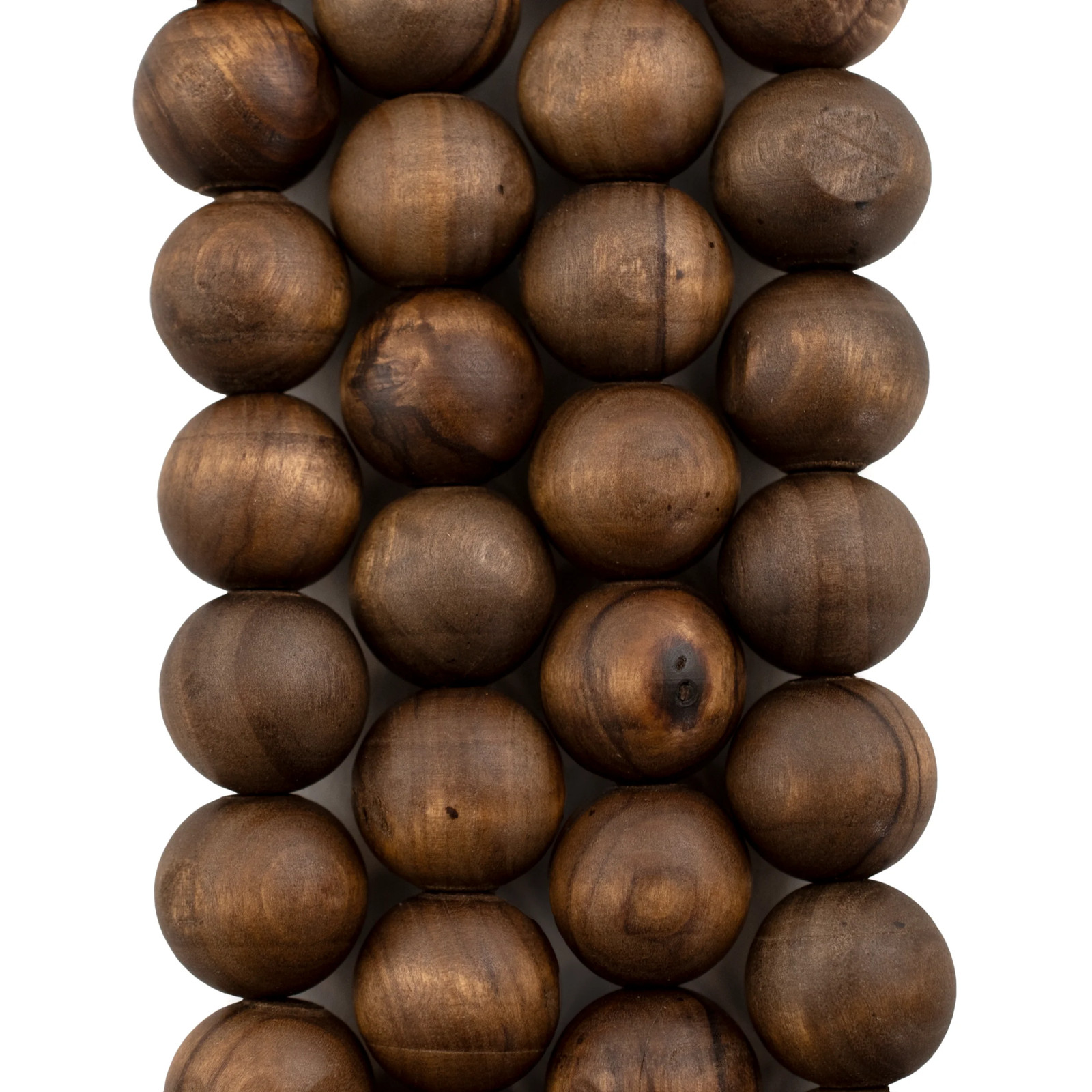 Vintage-Style Round Olive Wood Beads from Bethlehem 16mm Middle East Brown