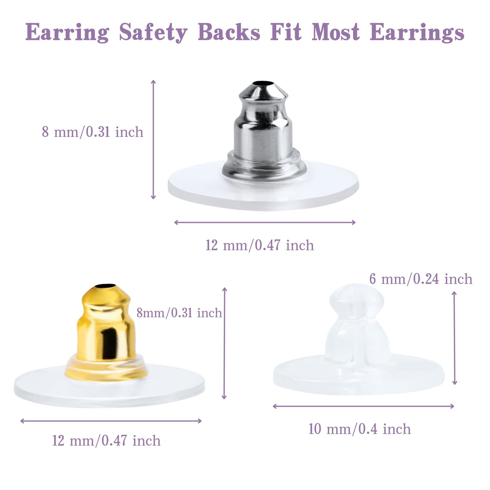 Fishhook Earring Backs for Droopy Ears, Earring Backs Replacement, Bullet Clu…