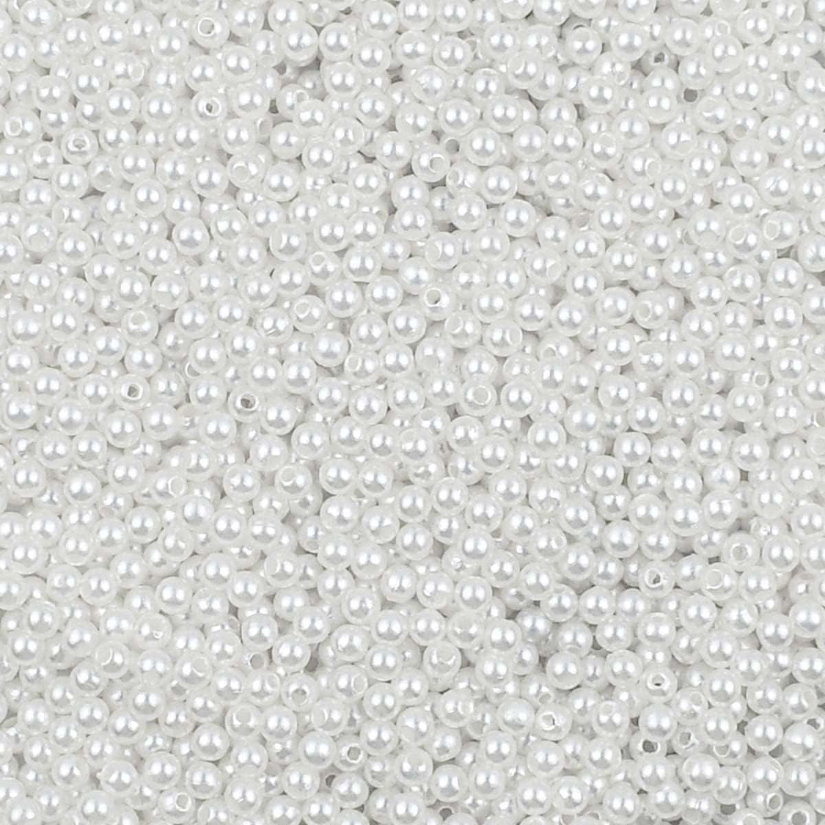2000 Pieces White Pearl Beads for Jewelry Making 4mm Plastic Small, white