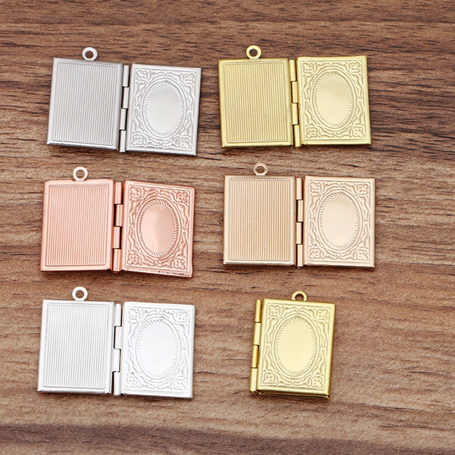 5PCS Brass BOOK Cabochon Locket Pendant, 19X26mm Multi Colors LMC07-04791