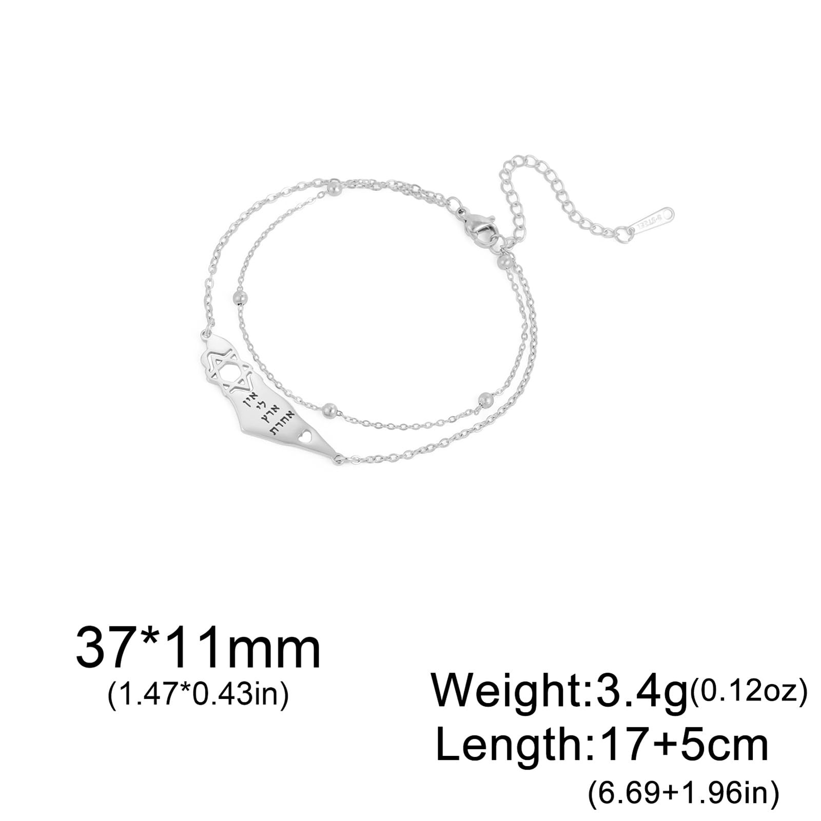 Israel Palestine Map Bracelet for Women Men Stainless Steel Star of David B – 05