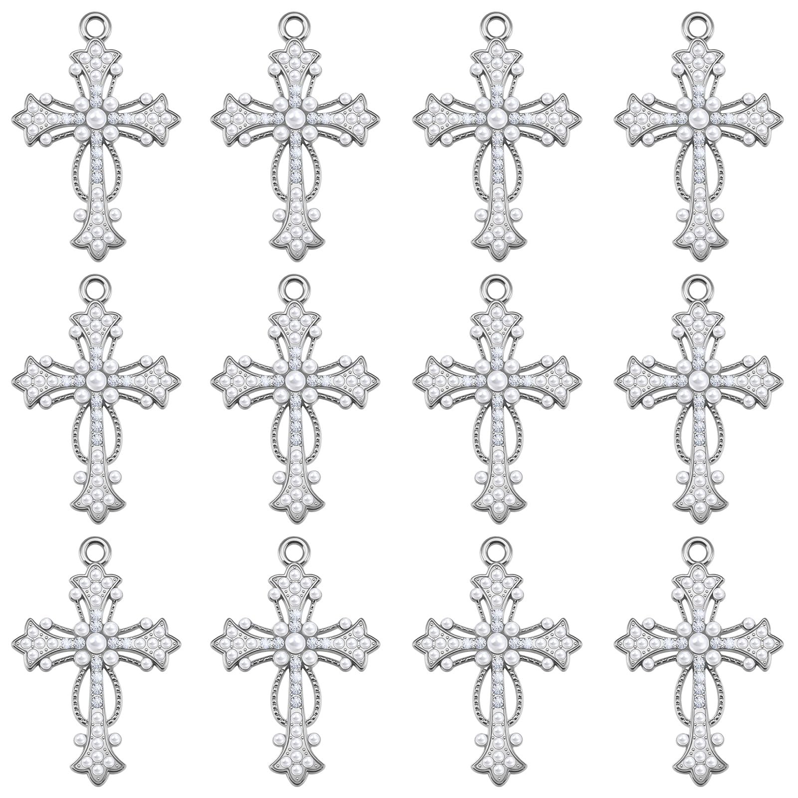 WenRity 30Pcs Crystal Rhinestone Pearl 1.28 x 0.85 x 0.13 inches, Silver