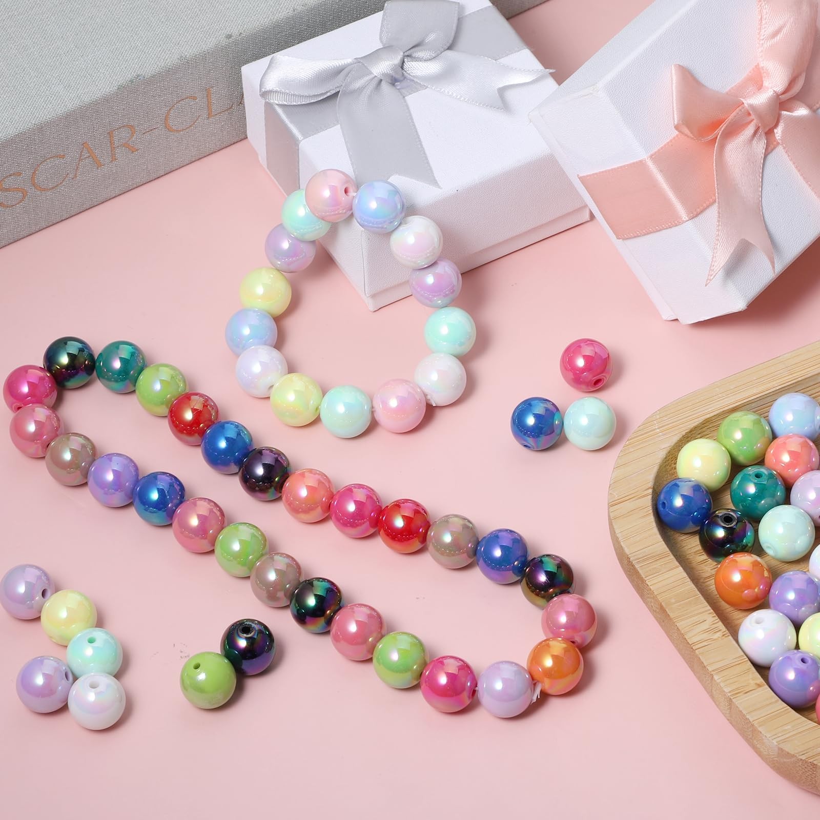100 Pcs Beads for Pens 14mm Color Acrylic Beads Focal Rainbow Acrylic Bead Cu…