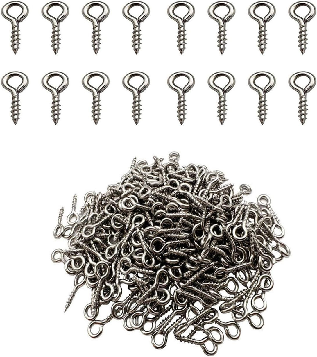 (304) Stainless Steel Small Mini Screw Eye Pins for Jewelry, Cork Bottles,Resin,