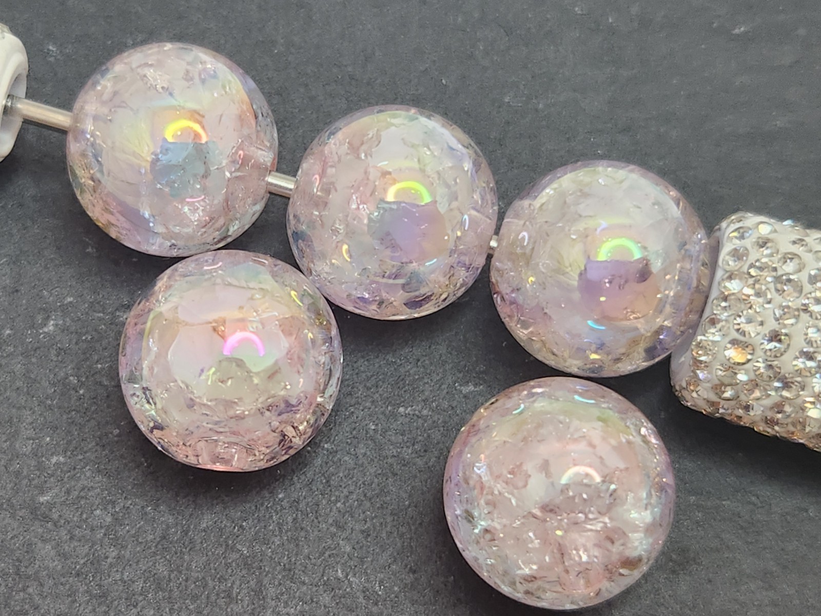 16mm Acrylic CRACKLE Beads YOU PICK!! – Pack of 12- Beadable DIY Pens Keychains