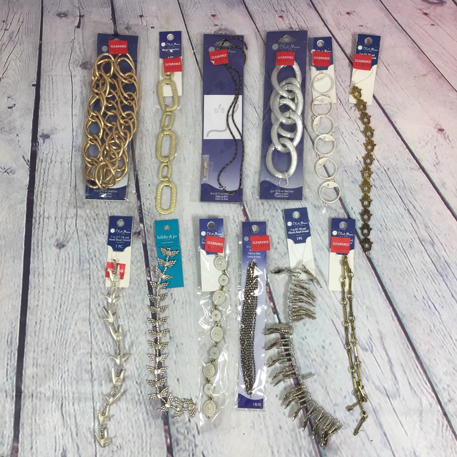 Jewelry Making Craft Supply Lot Chains Beads Charms New in Original Package L9