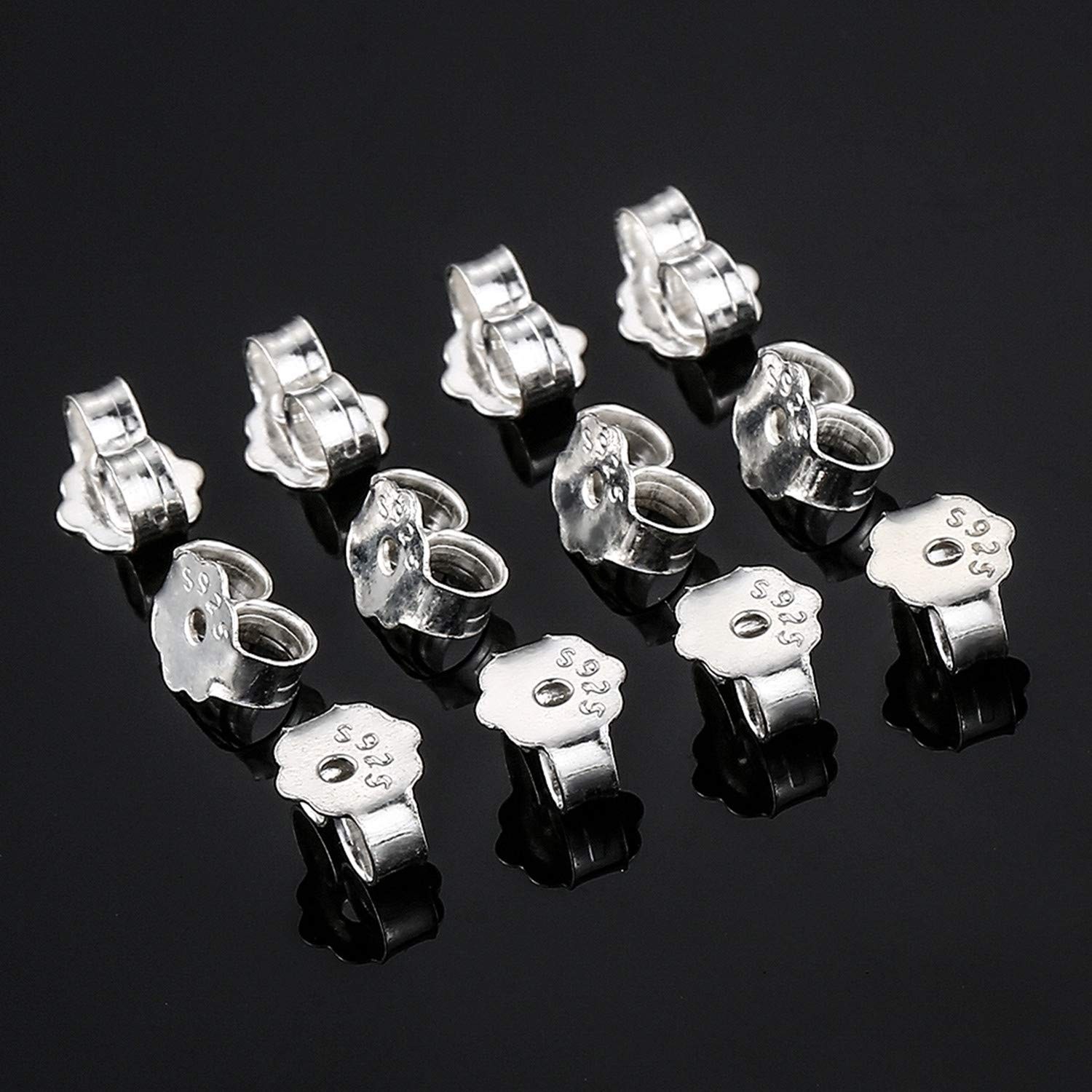 S925 Sterling Silver Earring Backs Replacements for Posts, 12Pcs/6Pairs Pierc…