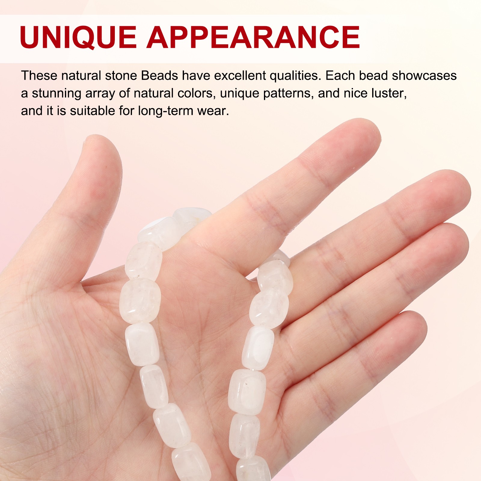 Natural Stone Gemstone Beads 15″ 12x8mm Cuboid Spacer Bead, White