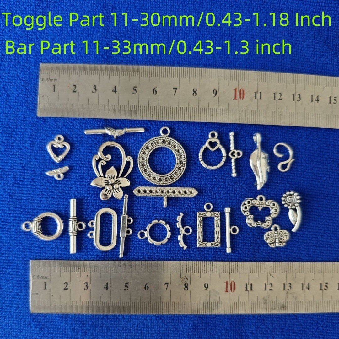 40 Sets of Antiqued Silver Gold Metal Mixed Lots Toggle Clasps in Storage Box