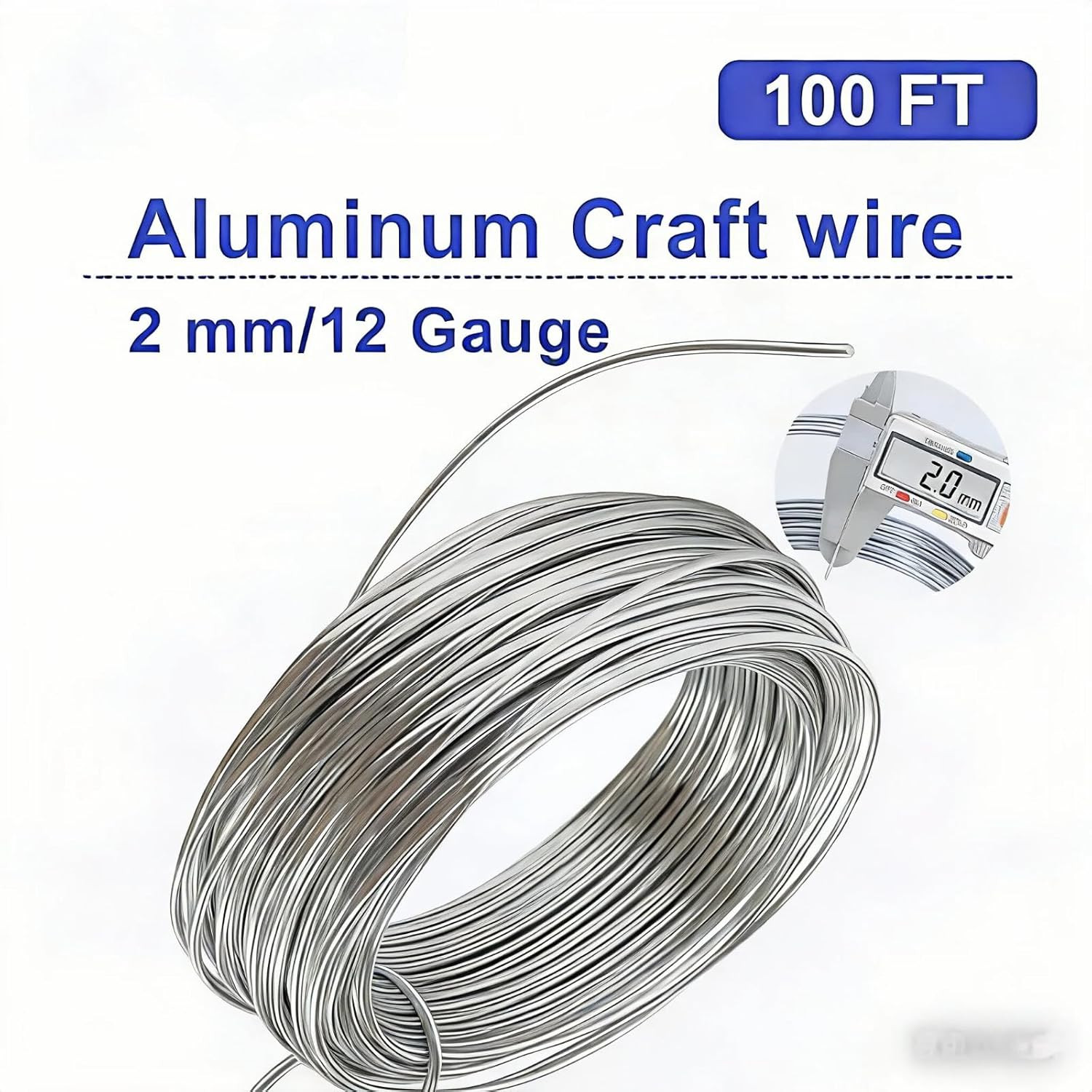 12 Gauge Aluminum Craft Wire – 100 Feet Flexible Metal Wire for Jewelry Makin…