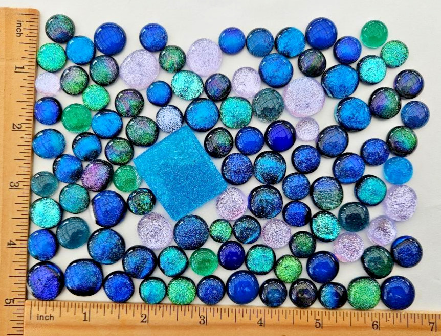 100 Plus Assorted Handcrafted Dichroic Glass Cabochons/Lot/Jewelry Making/COE 90