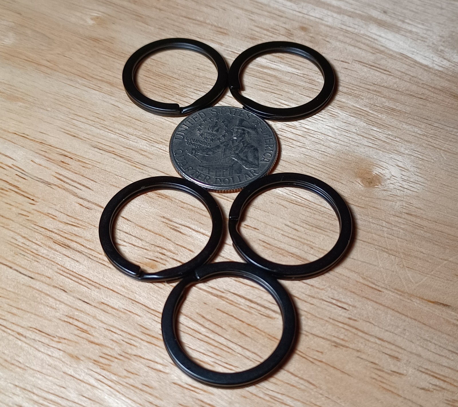 Black 1 Inch(25mm) Flat Split Ring Metal Key Rings Key Holders