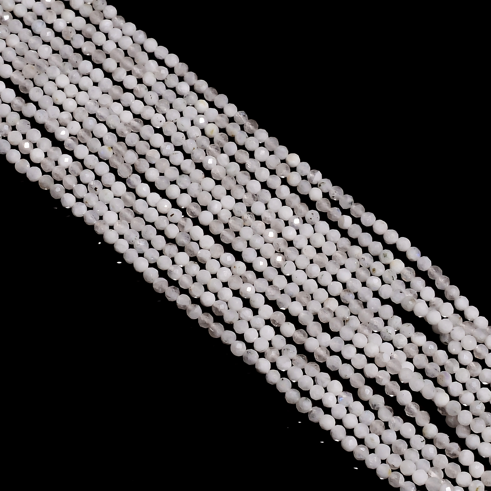 Tourmalated Moonstone Gemstone Round Israel Cut Beads 2.5 mm Strand 13″ GB-206