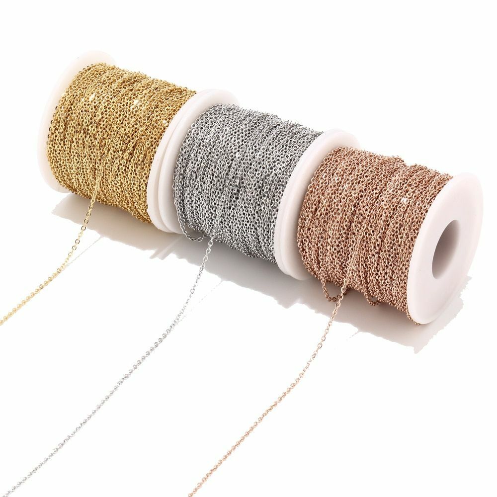 2 Meters Stainless Steel Link Chain Necklace Cable Jewelry Making Findings Diy