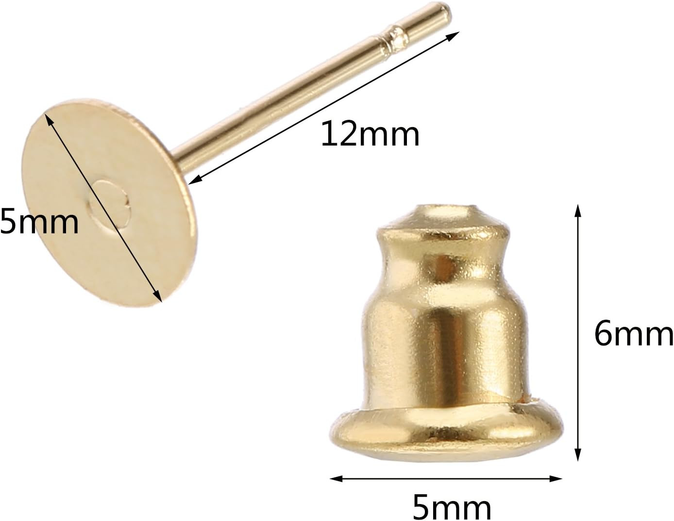100 Pieces Earring Pin Studs and Backs Hypoallergenic Stainless Steel Bullet Clu