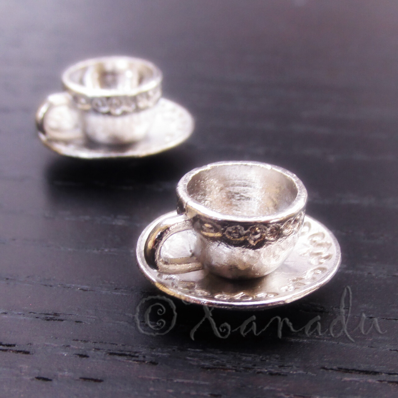 Teacup Charms 14mm Dark Silver Plated Tea Pendants C1973 – 10, 20 or 50PCs