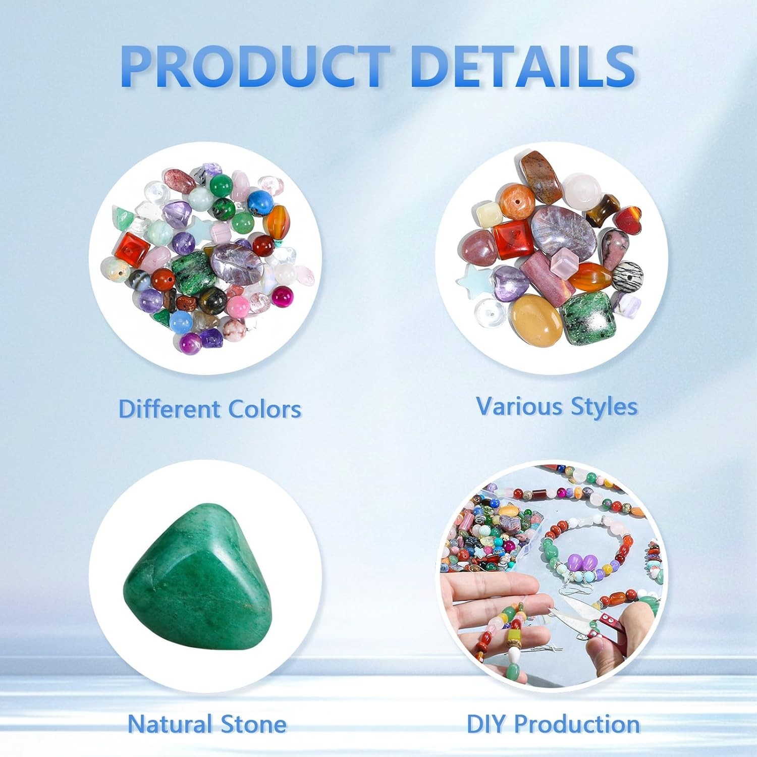 450PCS Mixed Natural Stone Beads Assorted Gemstones for Jewelry Making Crafts