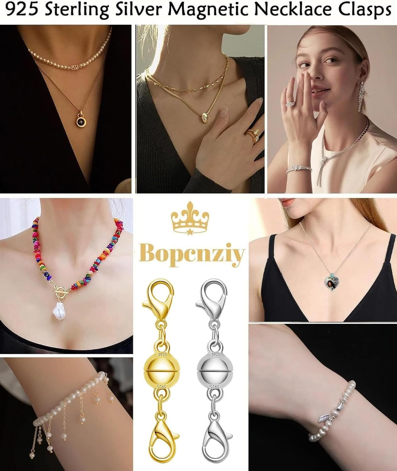 Magnetic Jewelry Clasps, Magnetic Necklace Clasps and Closures Easy-to-Use for J