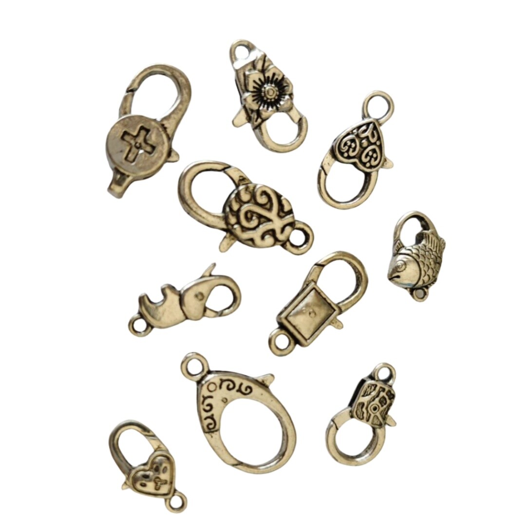 20PCS Antiqued Silver Metal Big Lobster Clasps in Storage Box