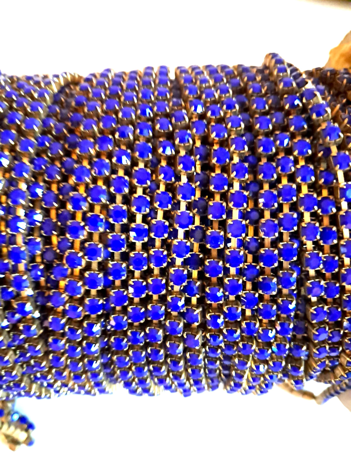6 feet Swarovski Rhinestone chain 24pp cobalt/brass