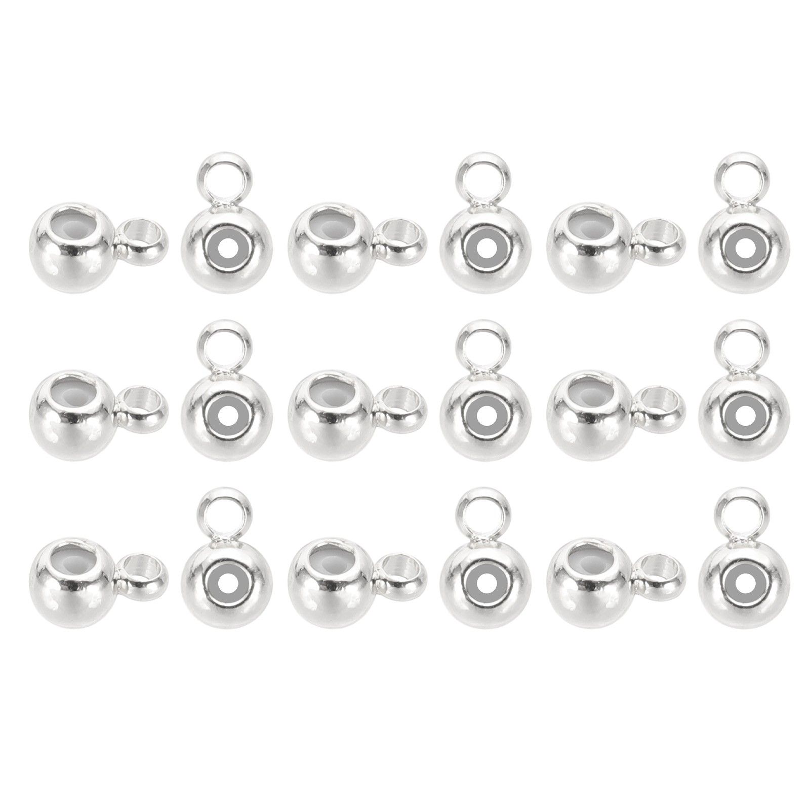 20 Pcs 3mm Stopper Positioning Spacer Beads with Loop, Silver Tone
