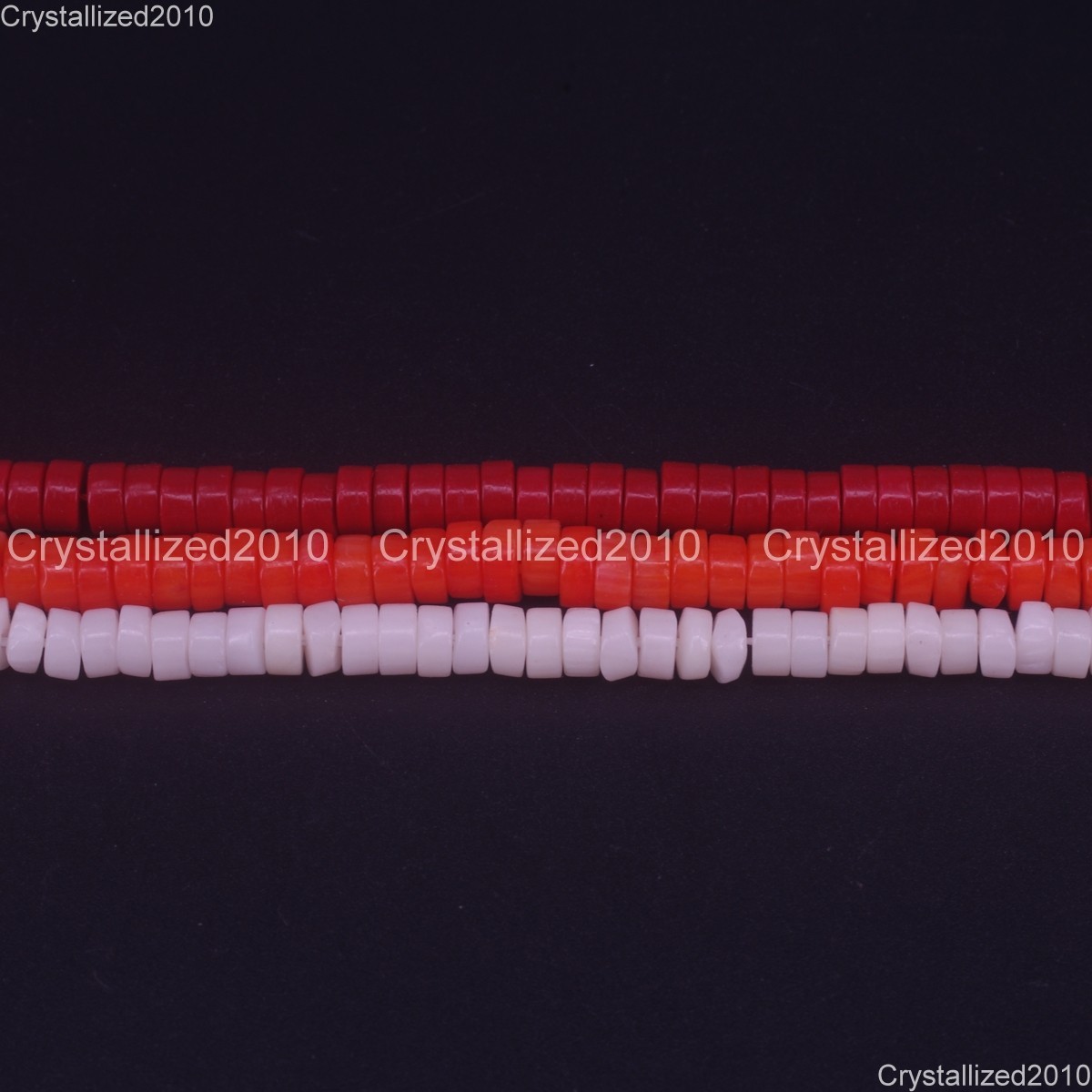 Natural Coral Heishi Gemstone Spacer Beads Red Orange Pink White 15.5″ 2x4mm