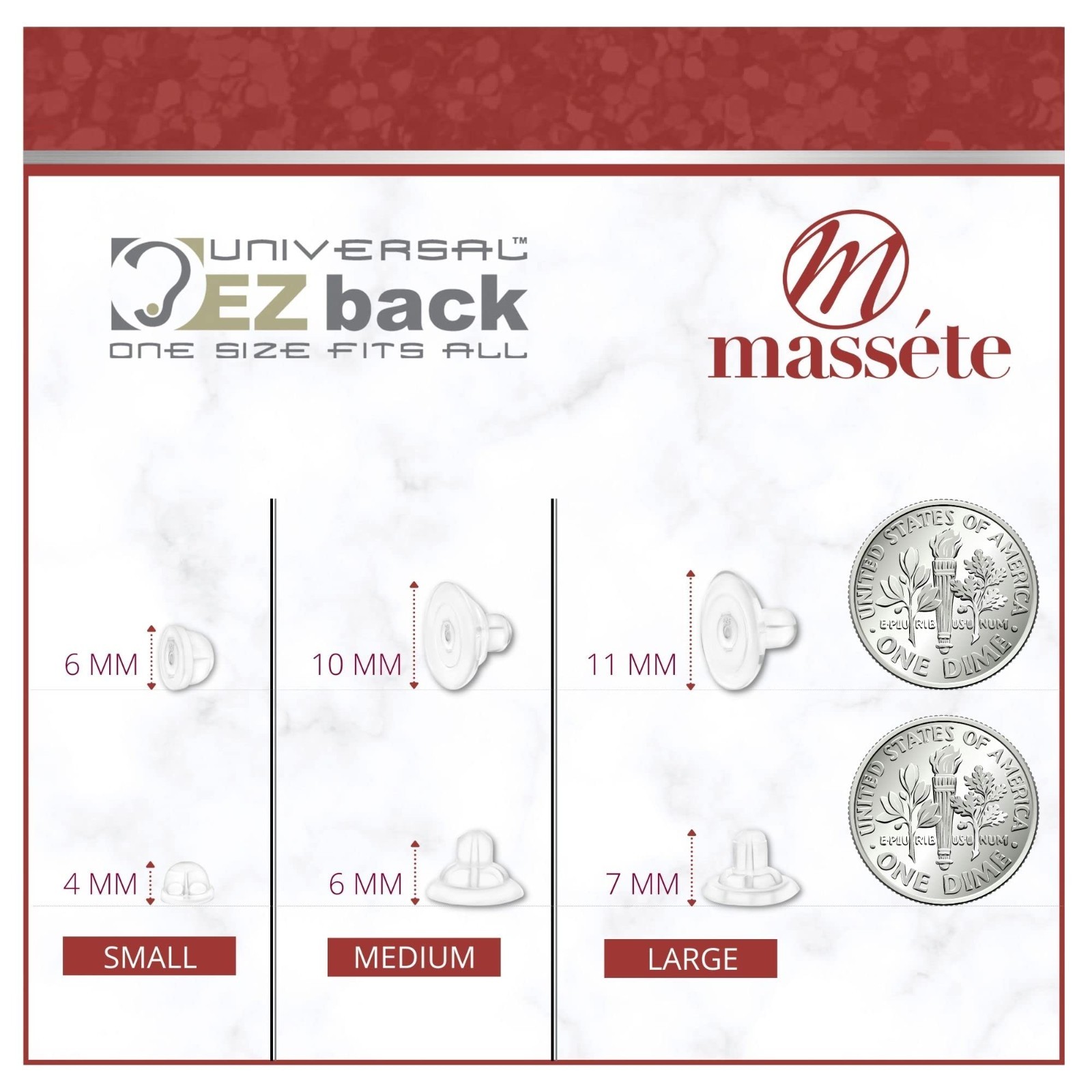Soft Clear Silicone Earring Backs – Large Sterling Silver, 2 Pairs, Universal Fi
