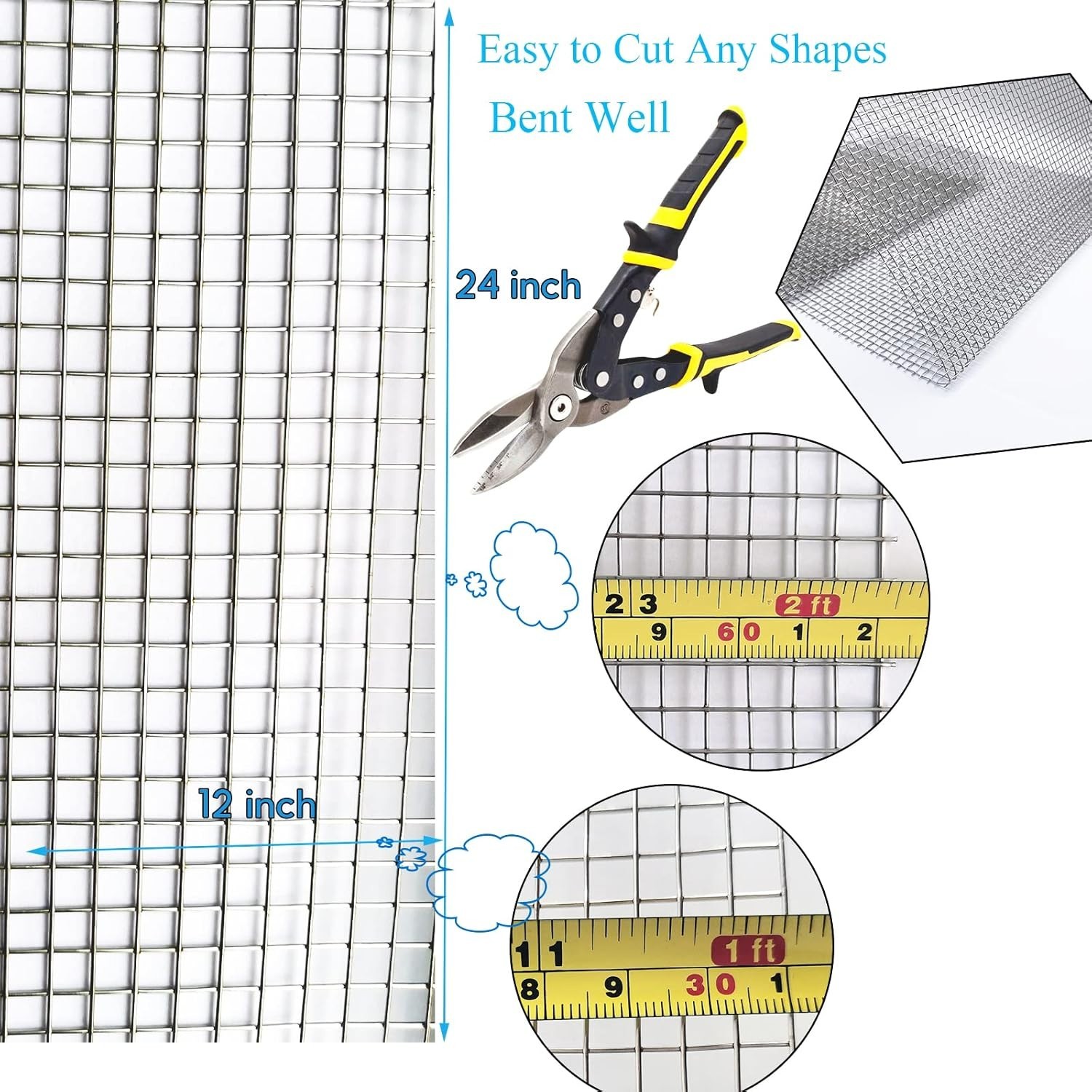 Stainless Steel Wire Mesh 12 X 24 Inches Perfect for Fireplace and Gutter Guards