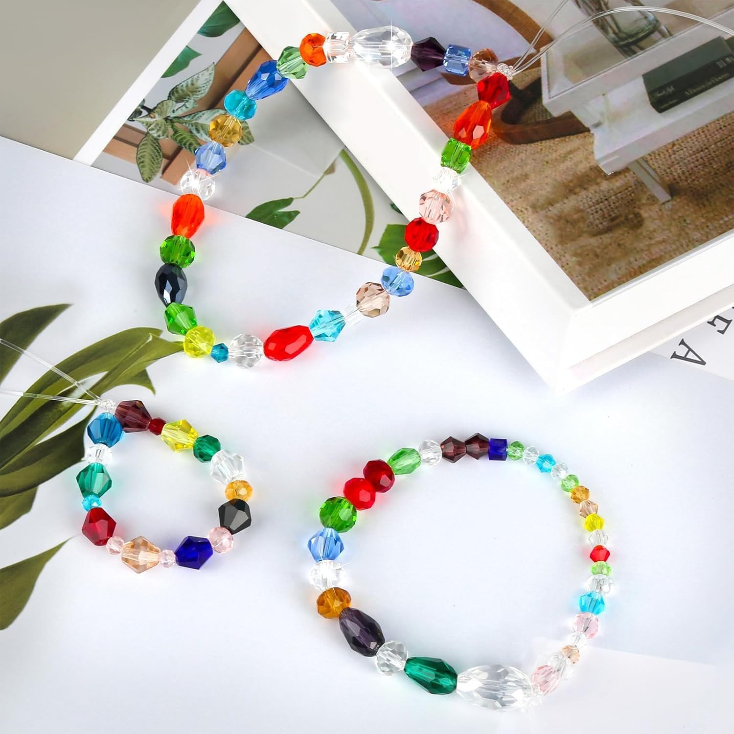 800Pcs Glass Beads for Jewelry Making – Colorful Rainbow Craft Crystal Beads, Lo