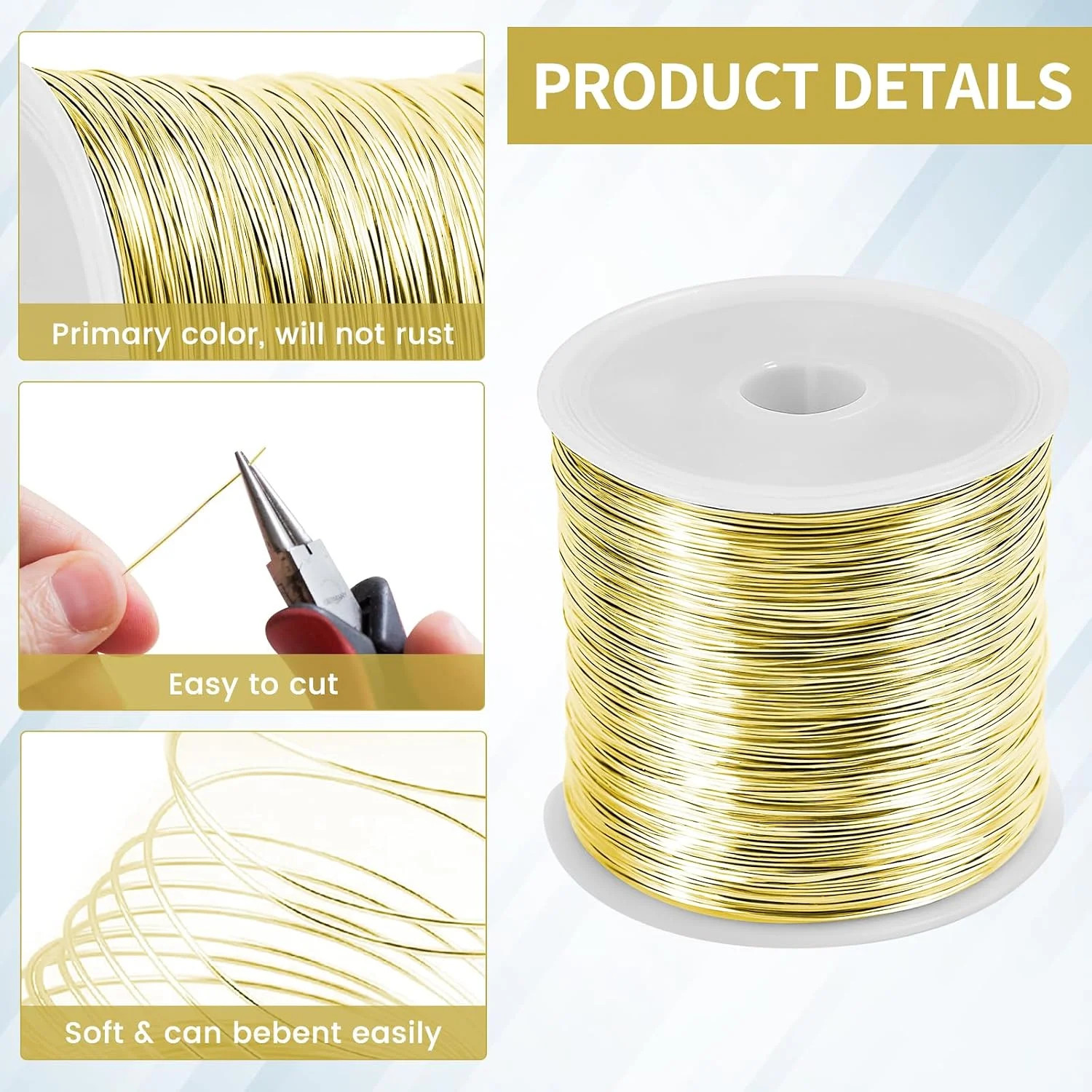 26 Gauge Wire for Jewelry Making – 328ft Tarnish Resistant Copper Wire (0.4mm X