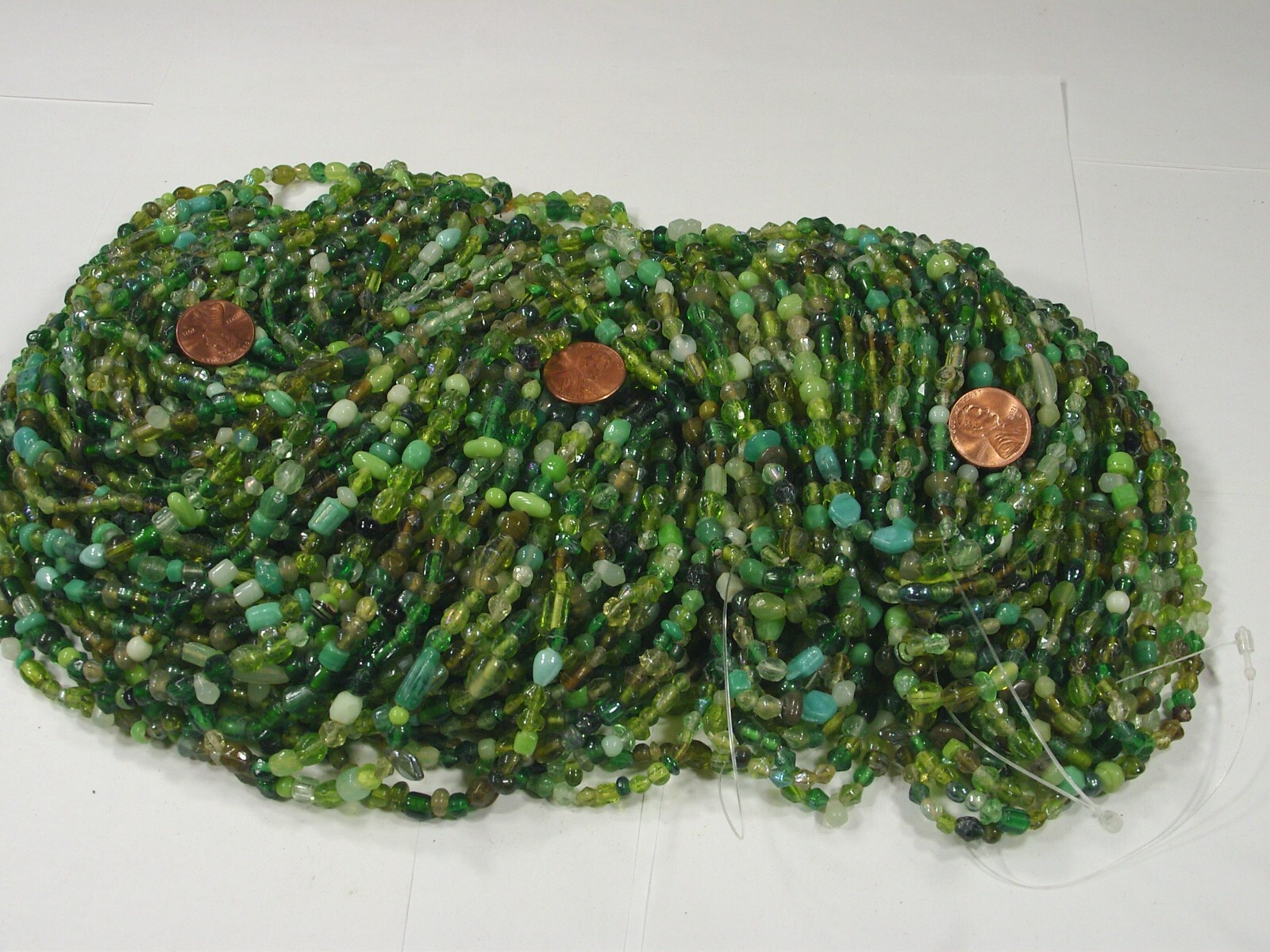 2 Pounds Green Color India Handmade Glass Spacer Beads Bulk Lot (QKP-7) ⭐