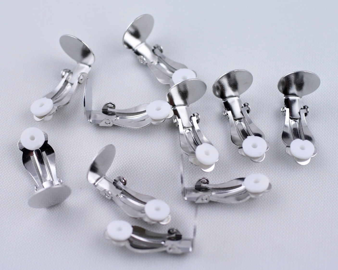 Earring Findings Silver Clip On Button with Rubber Pad
