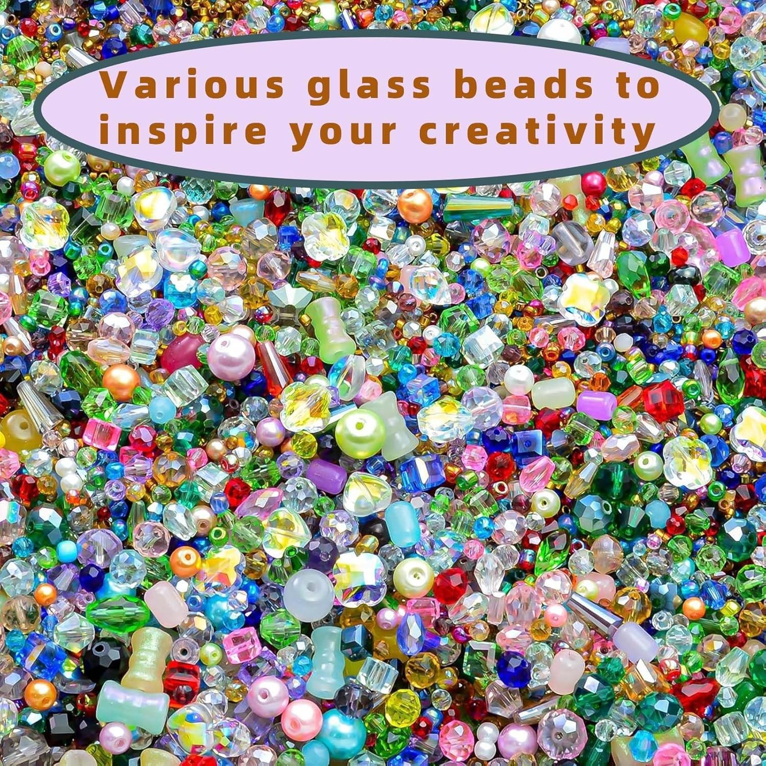 Half Pound Assorted Glass Beads for Jewelry Making, 2-16mm Colorful Crystal Bead