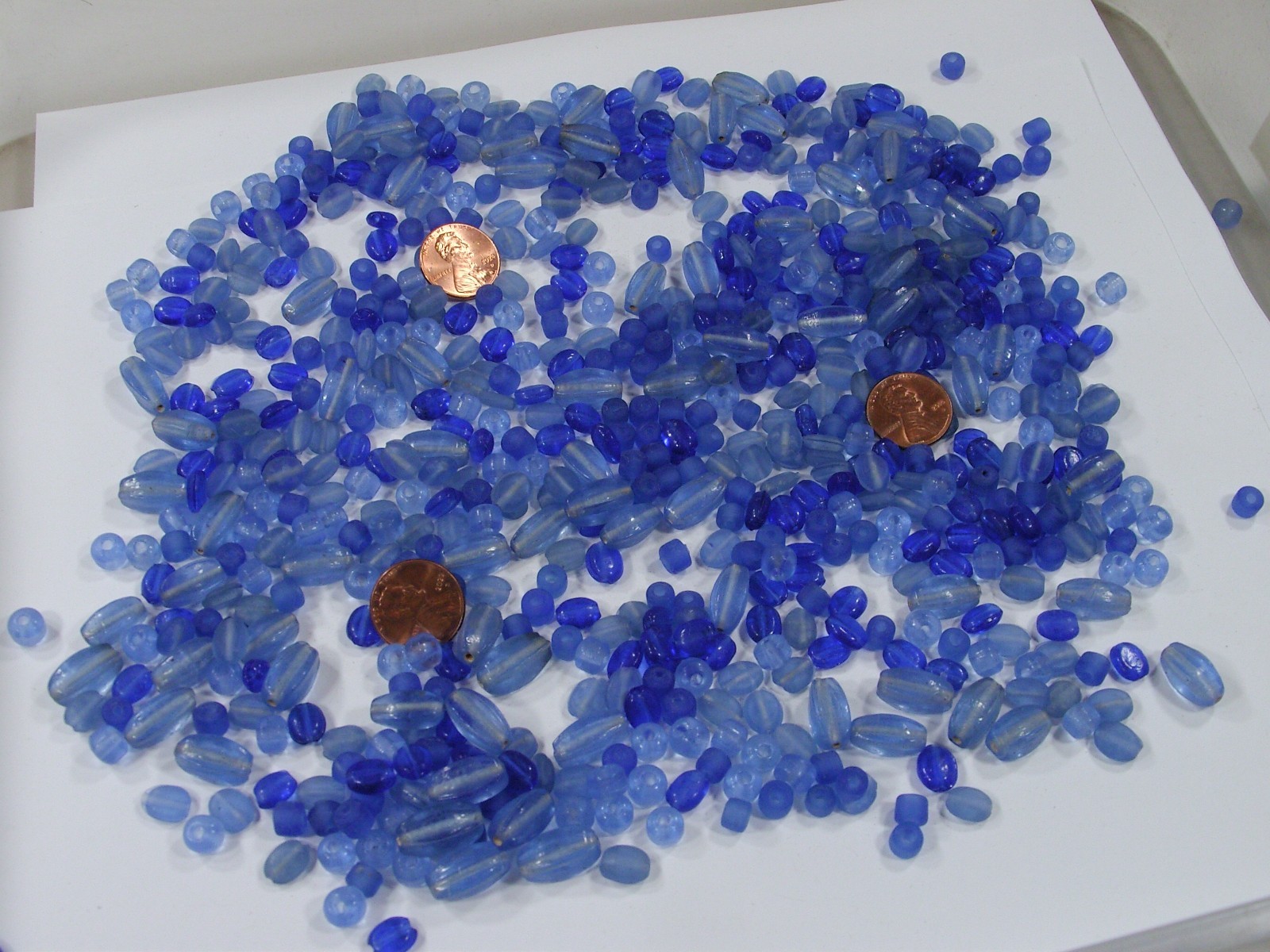 2 Pounds Assorted Blue India Handmade Glass Beads Wholesale Bulk Lot (FDC-5) ⭐