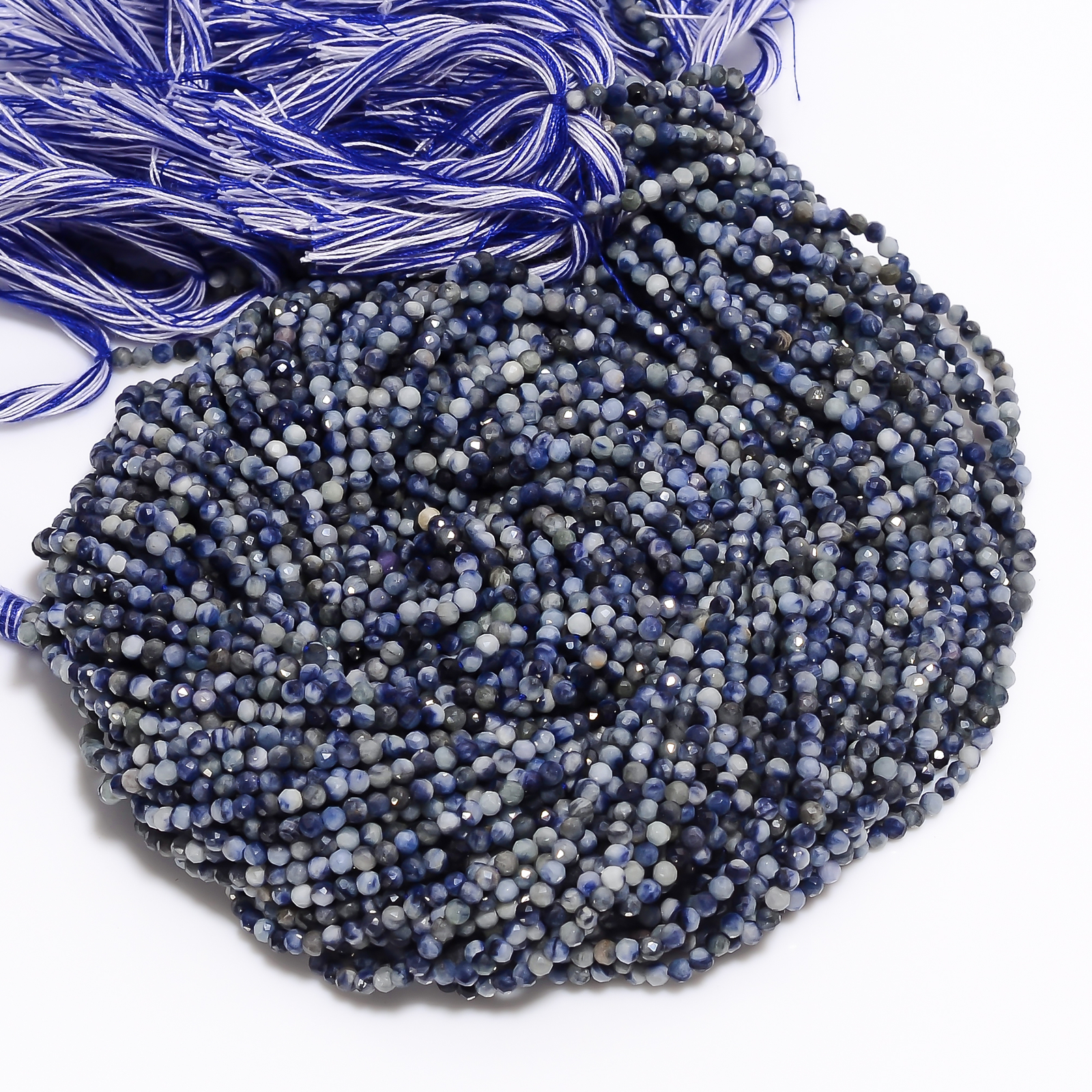 Madagascar Sapphire Shaded Gemstone Round Israel Cut Beads 2.5mm Strand 13″ B197