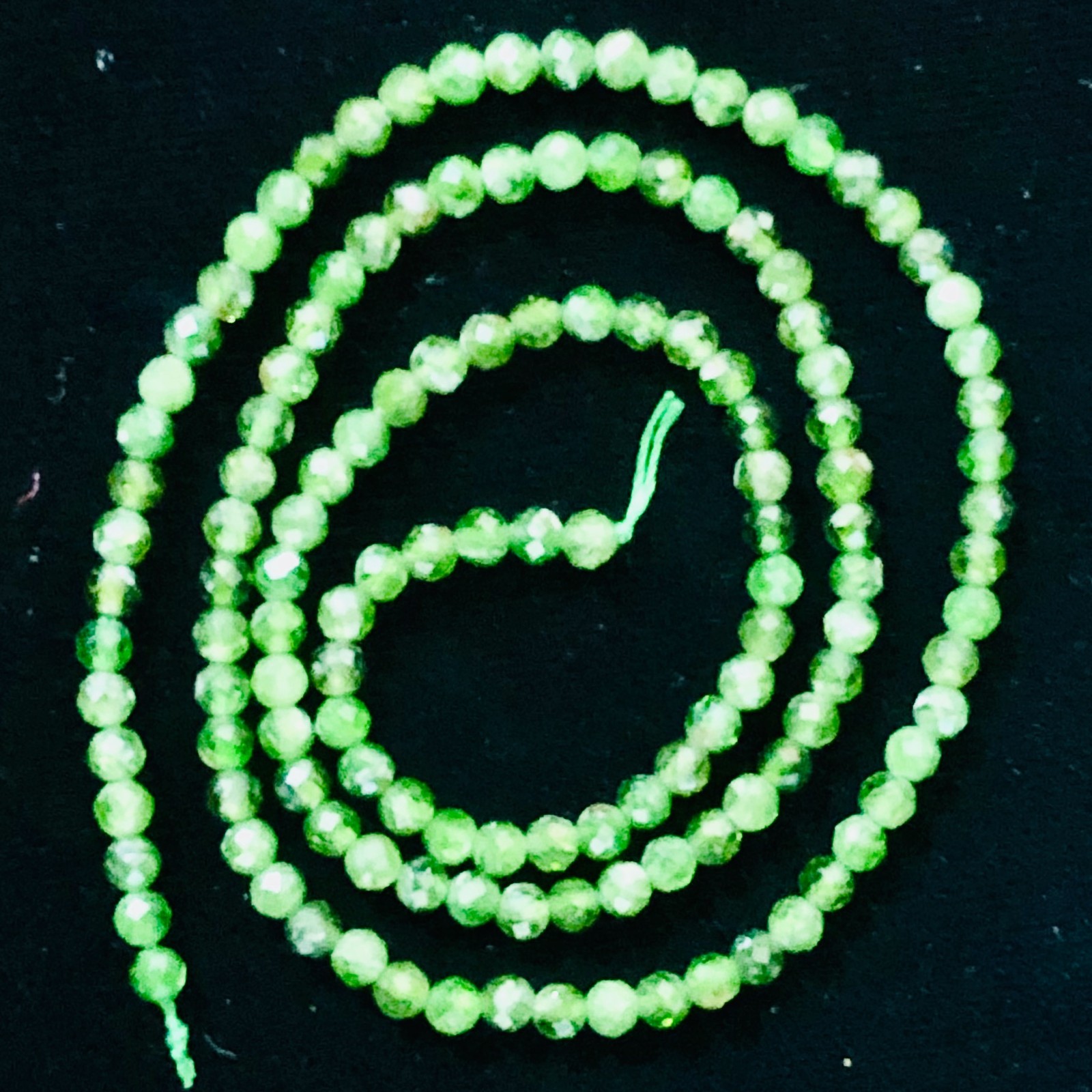 Chrome Diopside Faceted 15 1/2″ Strand Round | 3 mm | Green | 135 Beads |