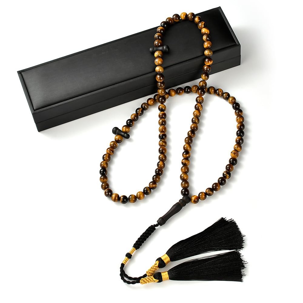 Tasbih Prayer Beads 99 Tiger Eye Stone 08 Mm, Muslim Prayer Beads, Rosary,
