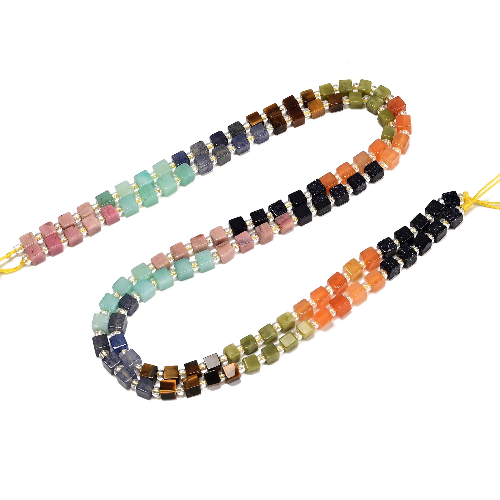 02 Multi-color Gemstone Smooth Cube Shape Beads Size 4mm 15″ Strand