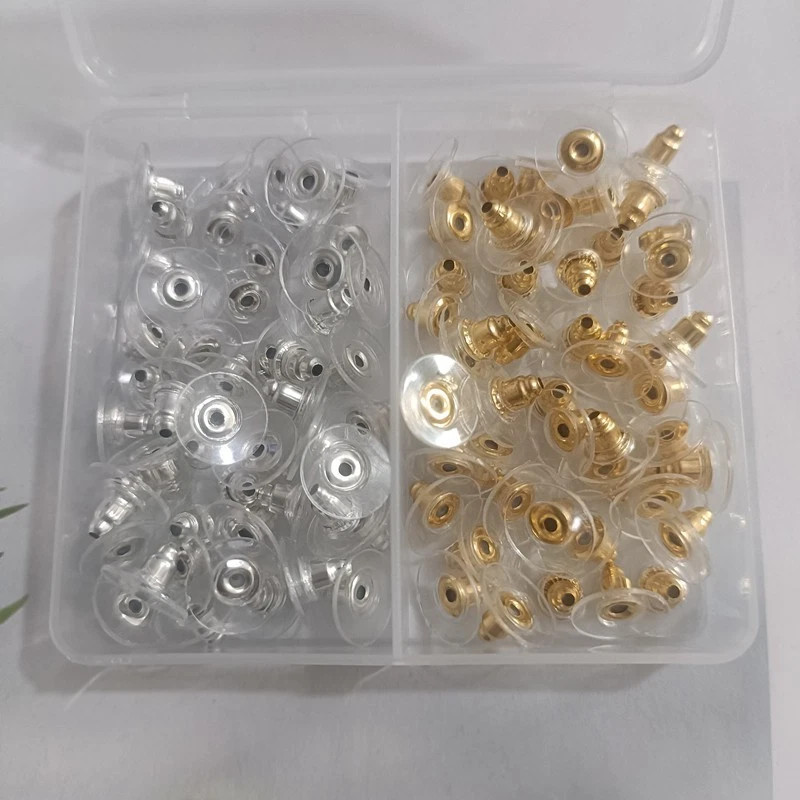 100Pcs Earring Backs Bullet Clutch Lifters for Droopy Ears Studs Silver Gold Set