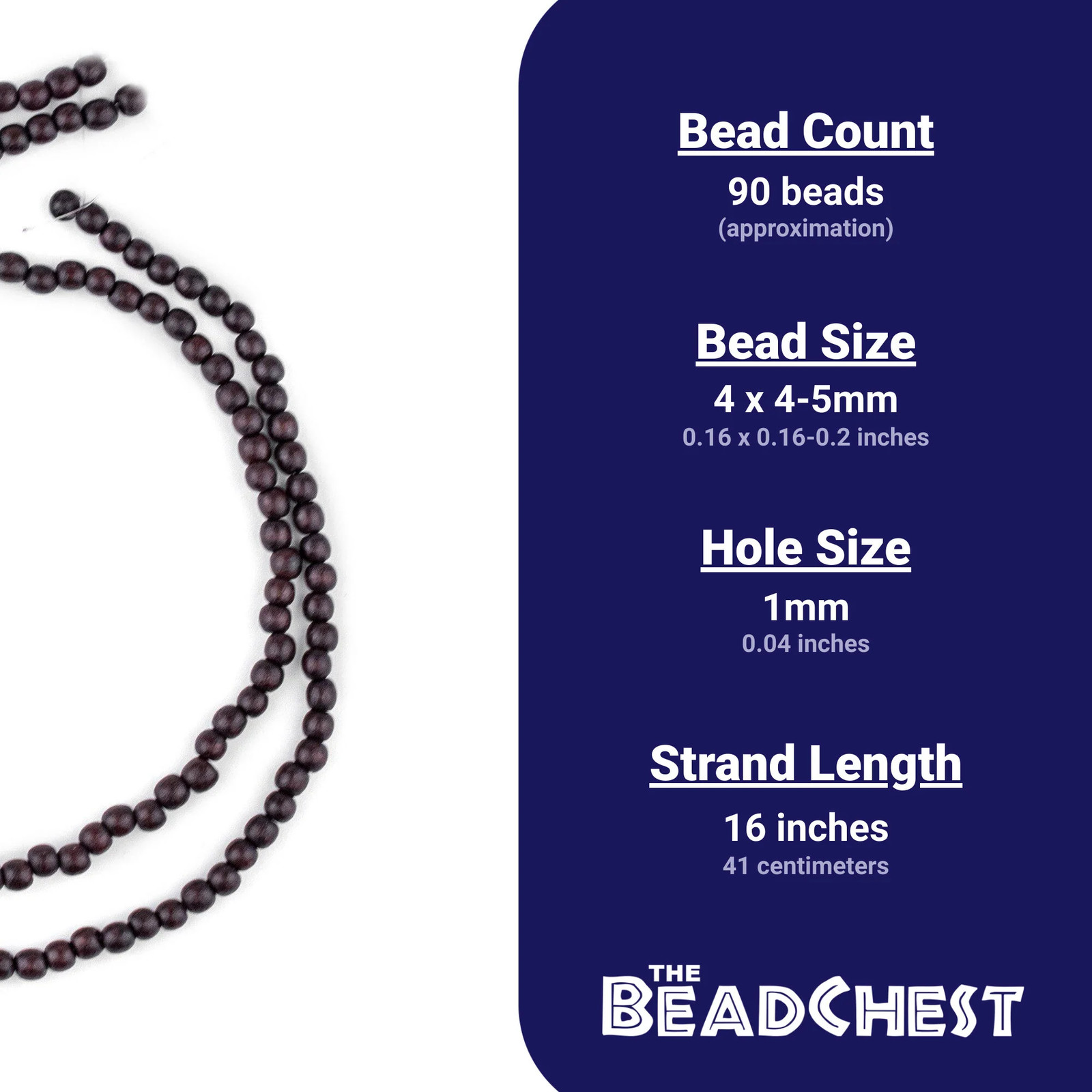 Dark Brown Round Natural Wood Beads 5mm 16 Inch Strand