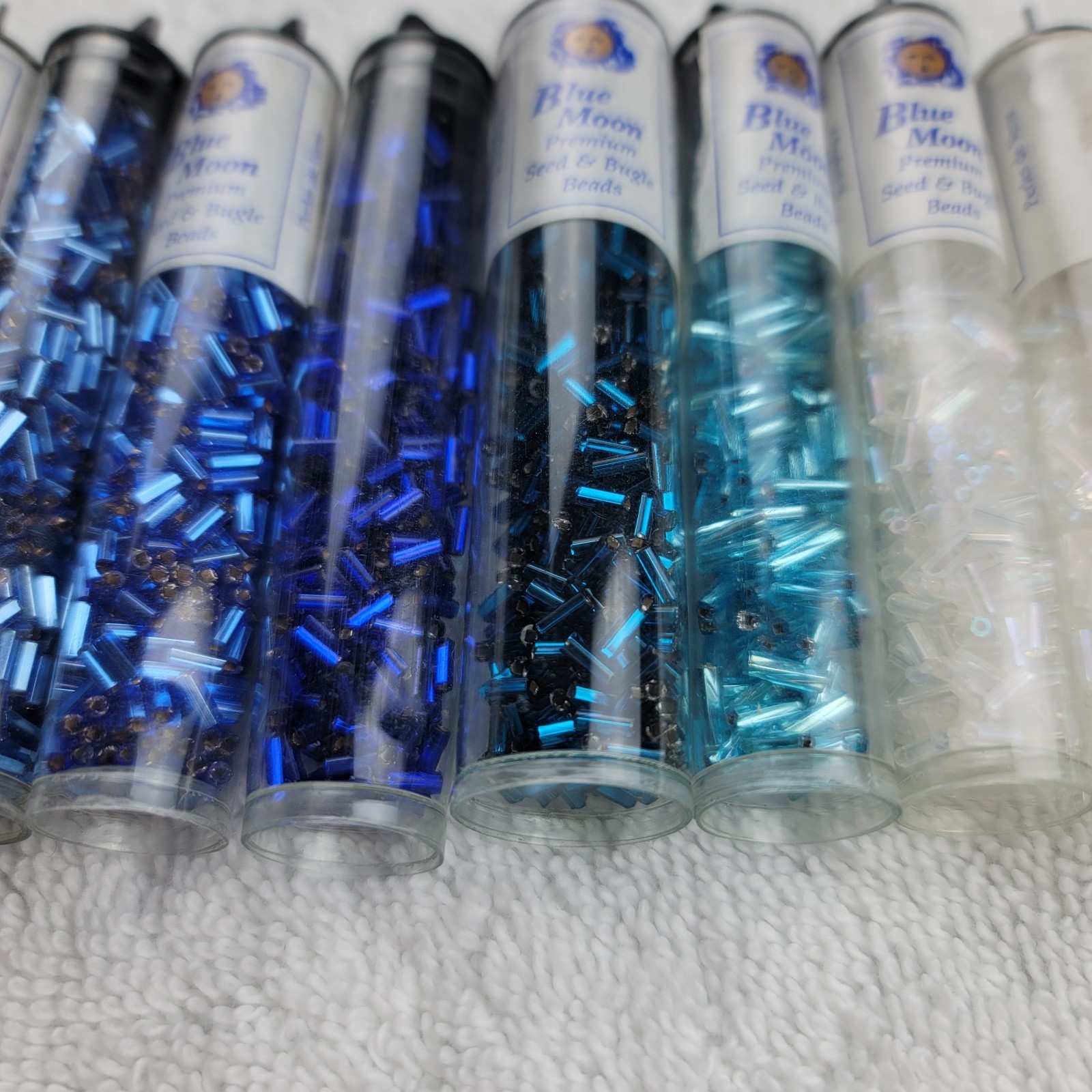 Blue Moon Czech Glass Seed Bugle Beads Tube Lot AB Blue Red Black Clear Bronze