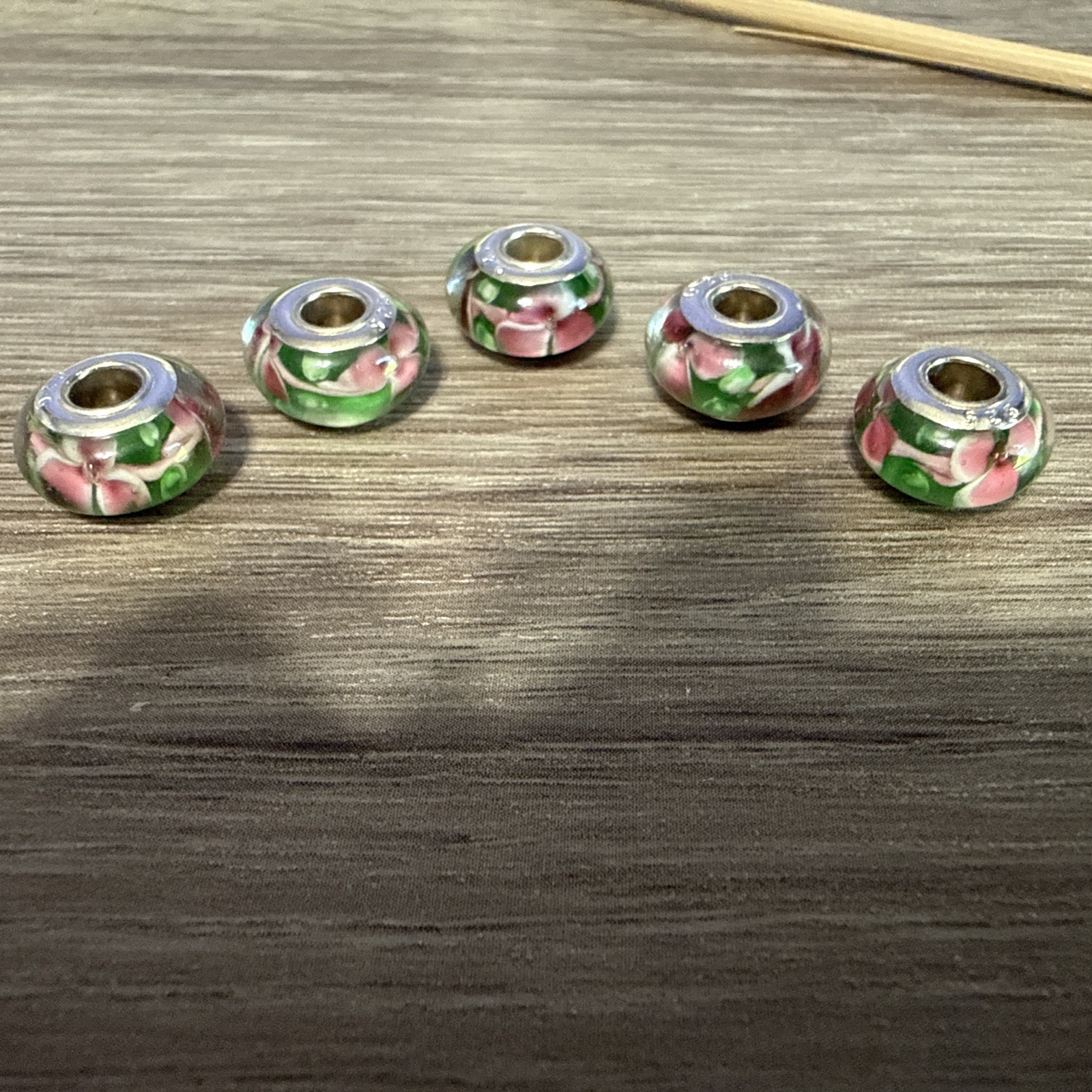 European Large Hole Beads Set Of 5. BH180