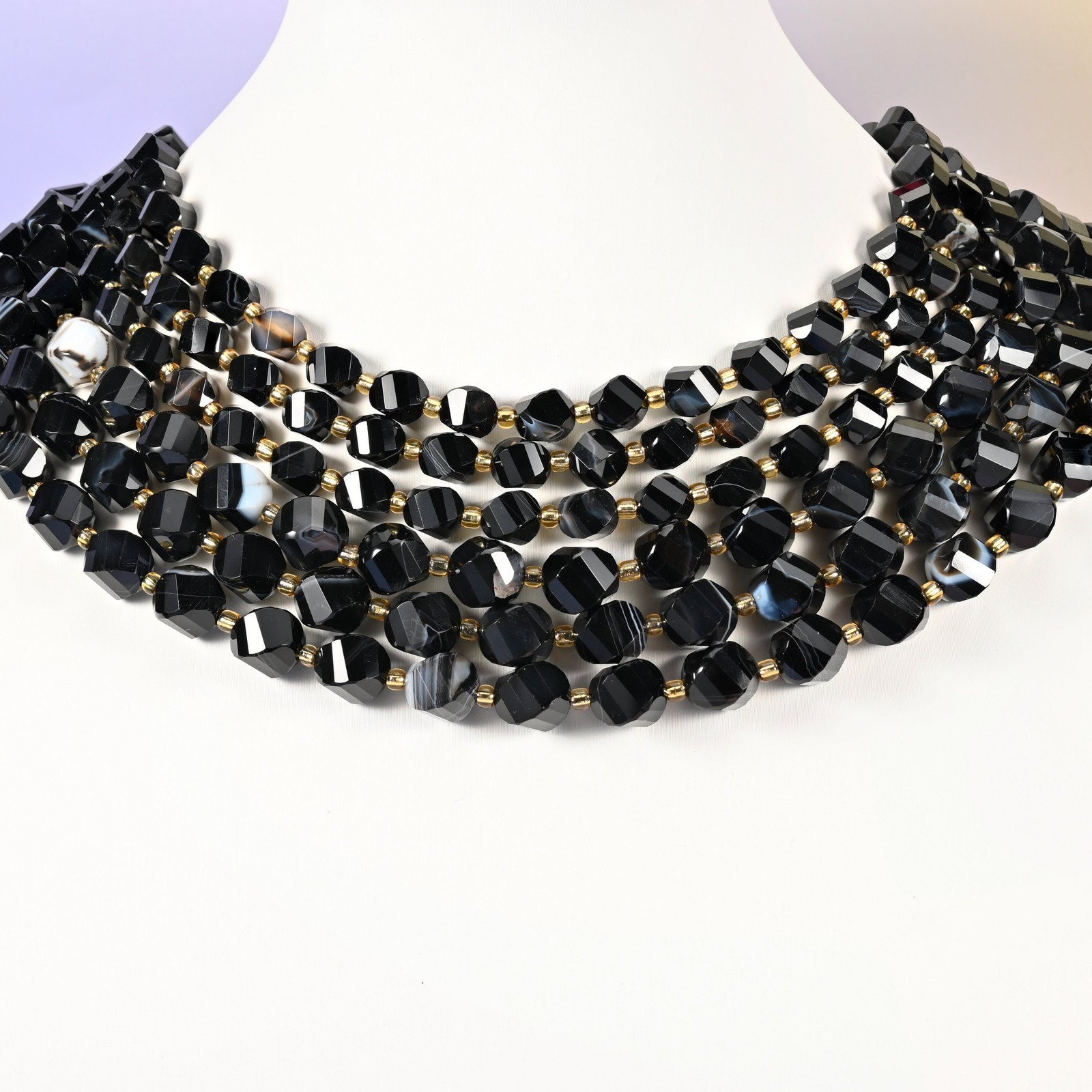 Dyed Black Strip Agate Faceted Spiral Twist Beads: Size 8mm 10mm, Jewelry…
