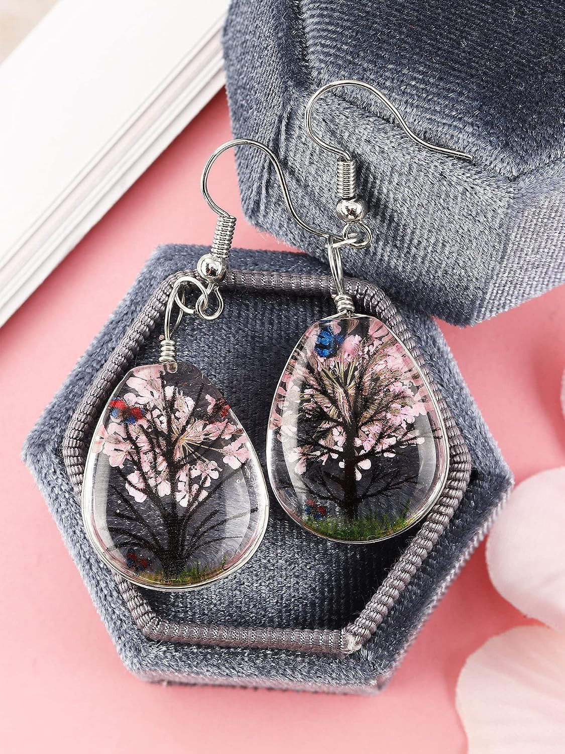 36 Pcs Dried Flower Tree Pendant Plant Pressed Flower Charms Spring