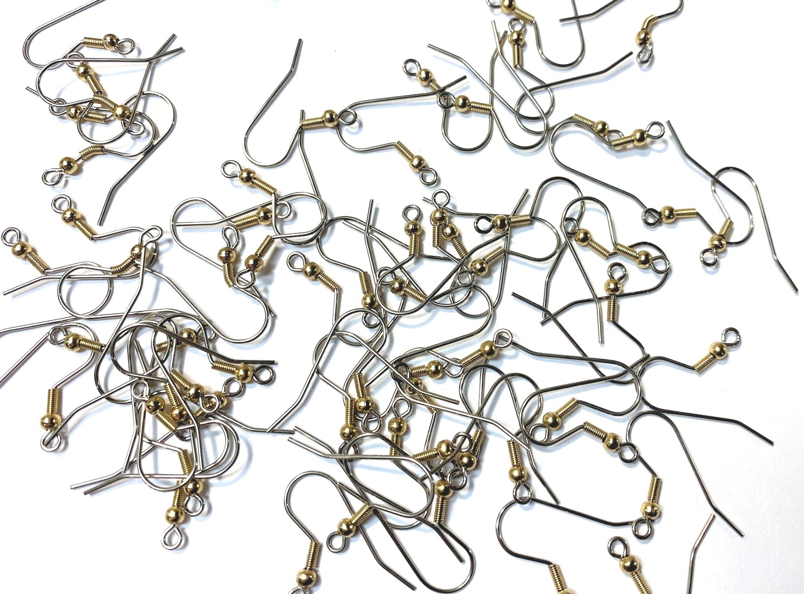1000 Stainless Steel 21 Gauge 20mm FishHook Earwire with Gold Ball & Coil