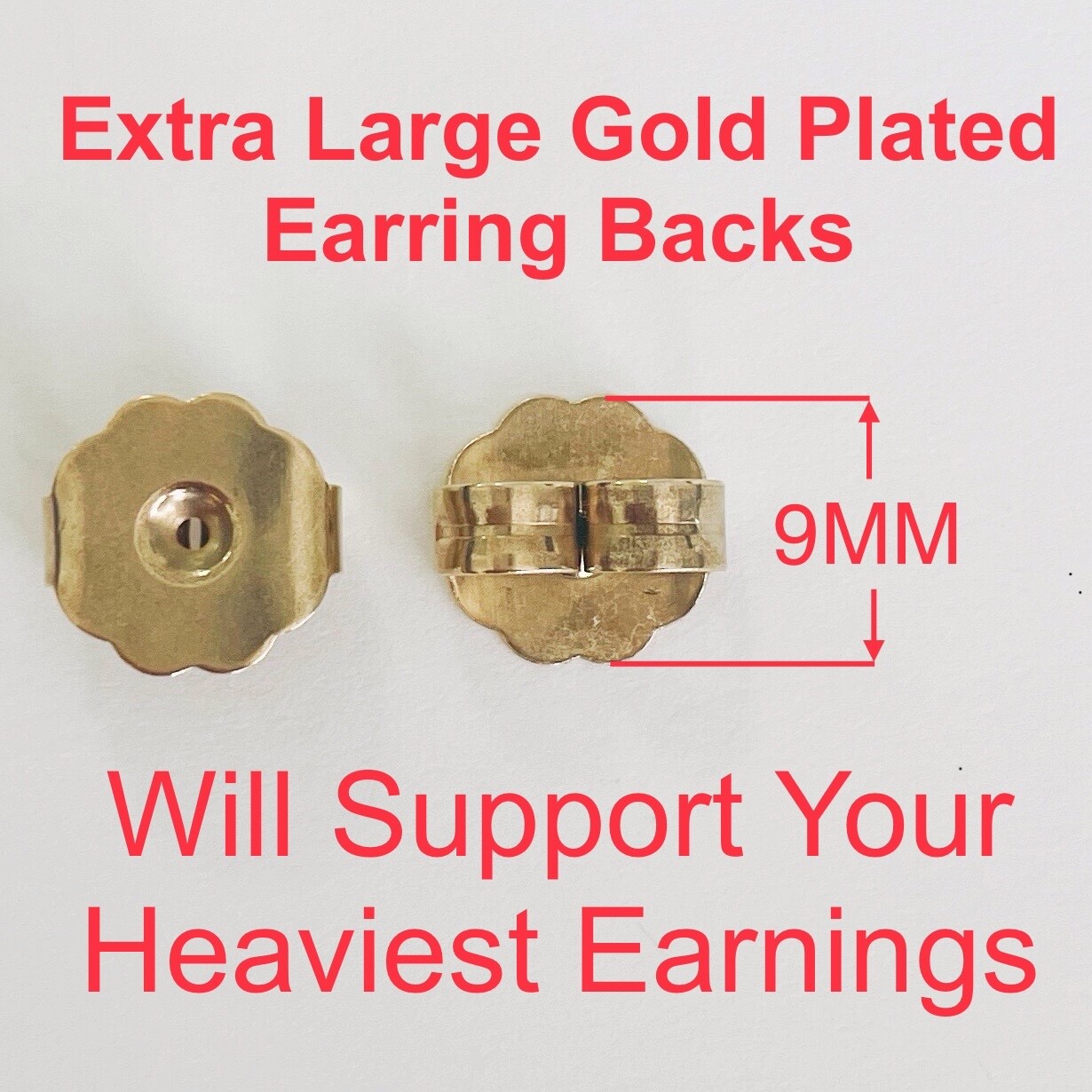 16 Pairs of Hypo-Allergy Extra-large Surgical Steel Gold Plated Earring Backs.